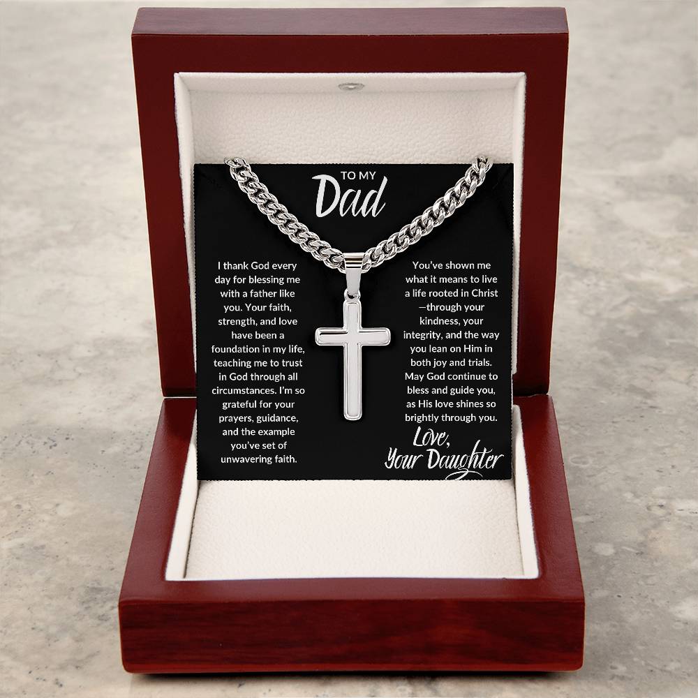 TO DAD I LOVE DAUGHTER I CROSS NECKLACE