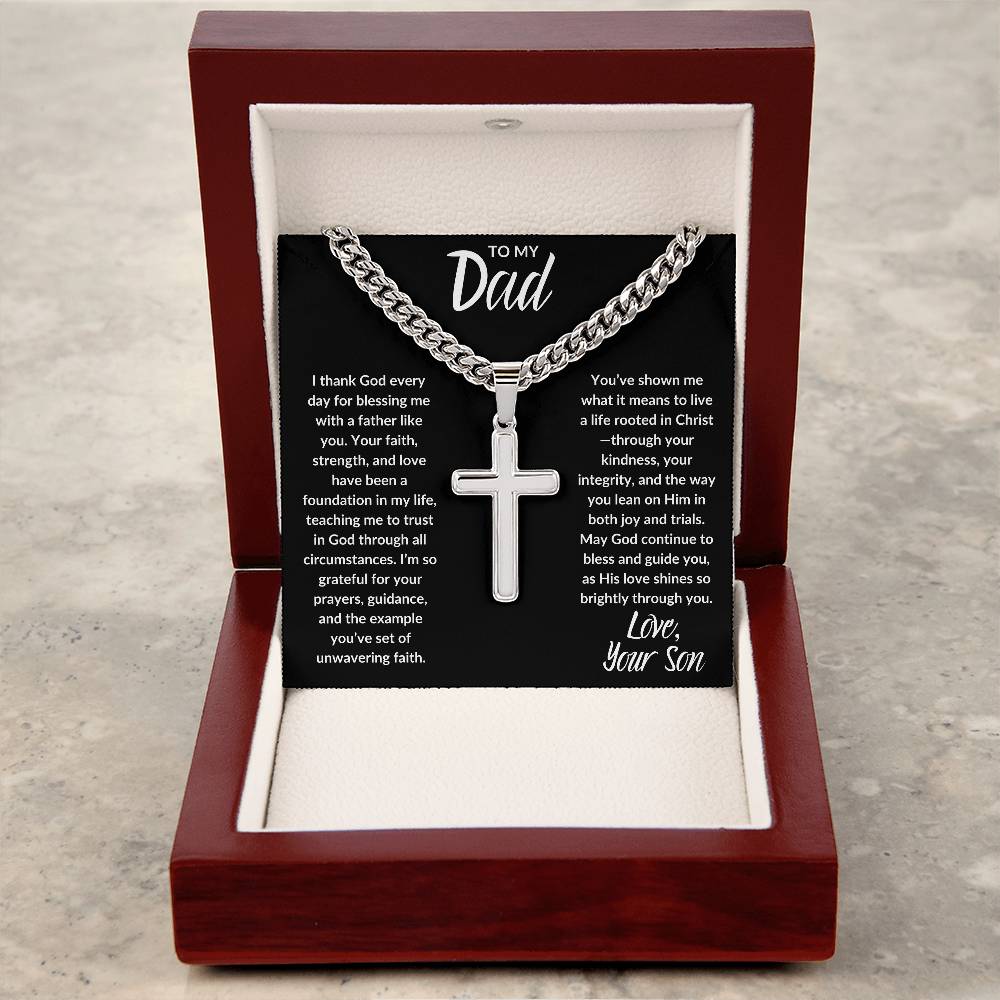 TO DAD I LOVE SON I CROSS NECKLACE