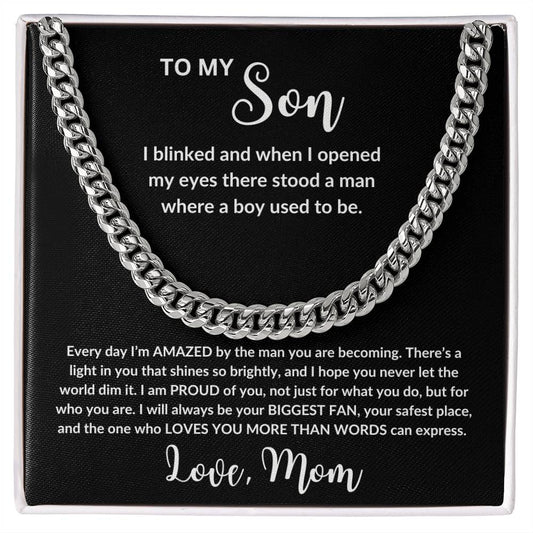 TO SON  I  LOVE MOM  I CUBAN CHAIN