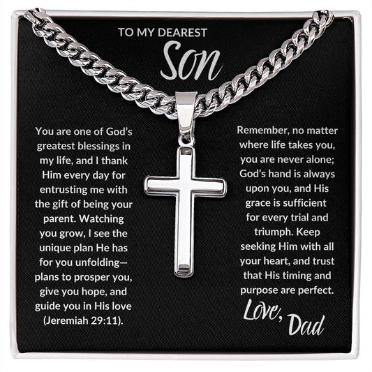 TO SON  I  LOVE DAD  I  CROSS NECKLACE