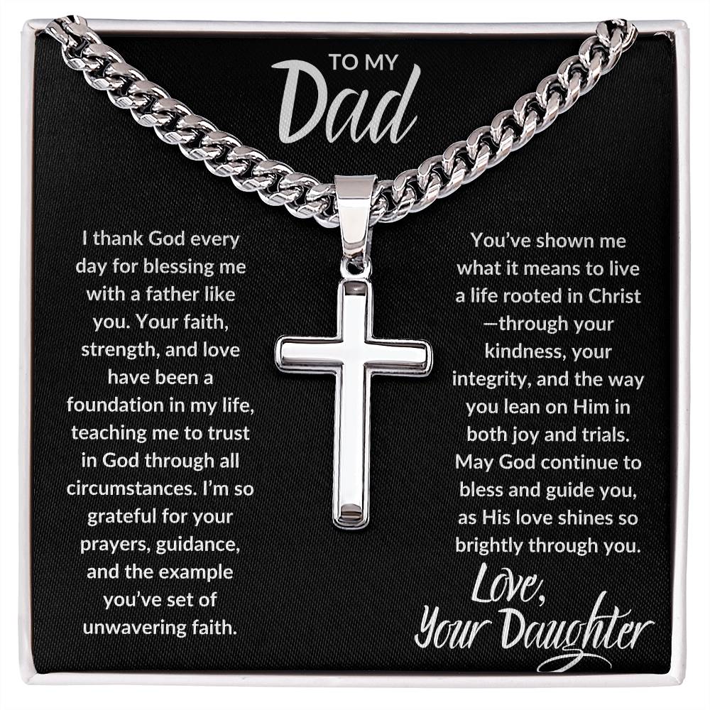 TO DAD  I  LOVE DAUGHTER  I  CROSS NECKLACE